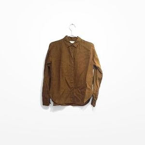 Uniqlo Mustard Linen Long Sleeve Shirt